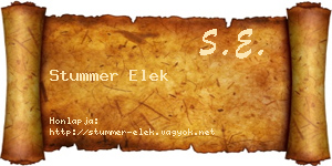 Stummer Elek névjegykártya